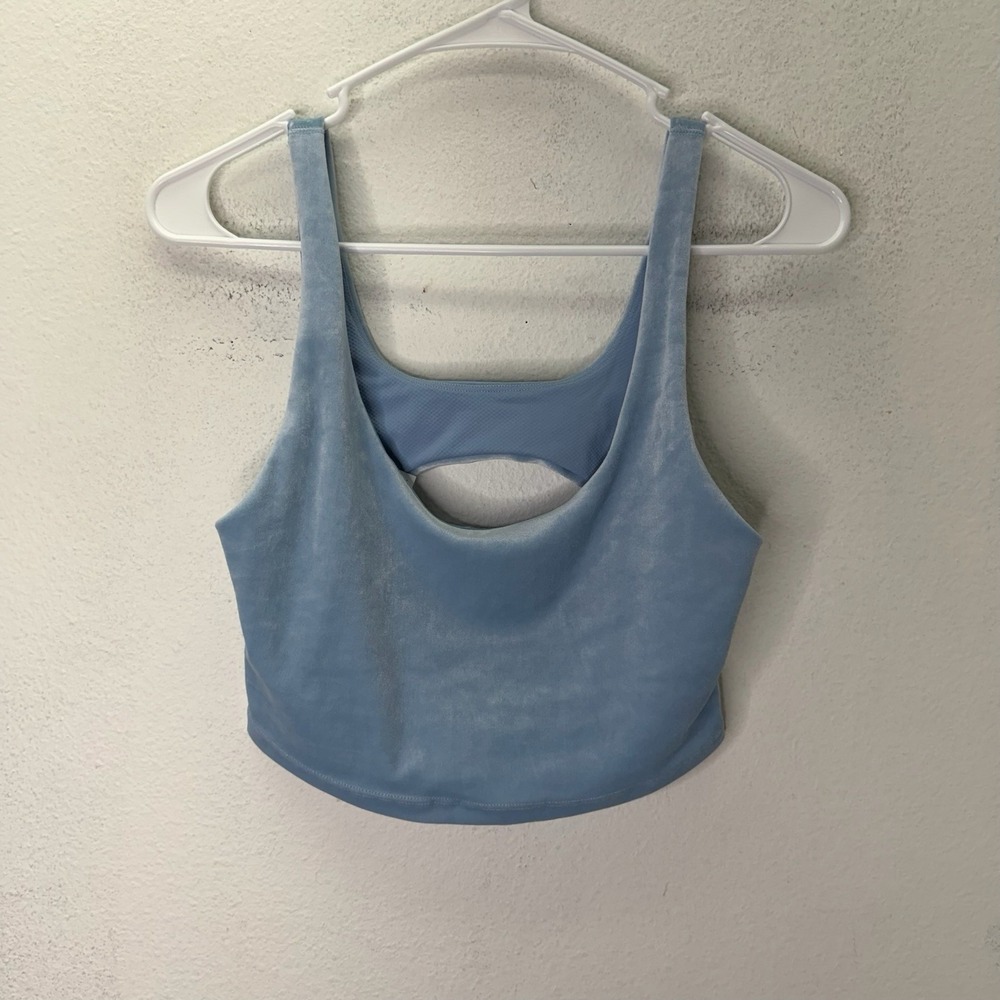 Athleta Velvet Crop Top Light Blue Cropped Tank Strappy Size S